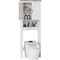 GarveeMore Badregal mit Doppeltüren und verstellbaren Regalen,Badezimmerregale, Toilettenregalfür kleine Badezimmer,einfache Montage,168cm