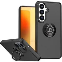 Wigento Handyhülle für Samsung Galaxy S26 Plus 5G Q Series Design TPU PC Schutz Schwarz 6.3 Zoll, Magnetringhalter stoßfestes Hybrid Material