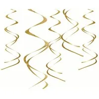 partydeco Wimpelkette, Spiralgirlande 60cm Deckenhänger 5er Set gold metallic