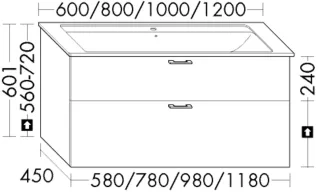 Burgbad Waschtischunterschrank zu Keramik Waschtisch System 30 Preisgruppe 4 Sana 600x980x450 WYLL098F6564