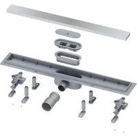 SONNI Duschrinne 2-in-1-Flachduschrinne aus Edelstahl 40-80 cm 360° verstellbar