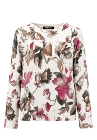 FRANK WALDER - Pulli URBAN ESSENTIALS mit Alloverprint rosewood/taupe - Gr. - 38