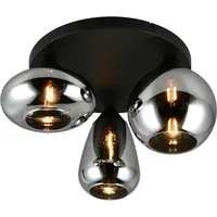 TRIO Leuchten Deckenleuchte Lumina, Deckenlampe 3-flammig mit Glasschirm, exkl 3x E14, max 10W, Leuchtmittel wechselbar, warmweiß - kaltweiß, Ø 49 cm Höhe 25 cm, spiegelnde Glas Lampenschirme in 3 modernen Formen