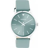 OOZOO Quarzuhr Damenuhr C10985 Armbanduhr Himmelblau Lederband 40 mm