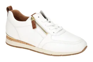 Gabor 83.411.21 Damen Sneaker Wei?/Camel/Gold - Best Fitting, Glattleder, Her...