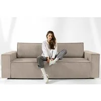 KONSIMO® 3-Sitzer NAPI Sofa mit Schlaffunktion & massivem Gestell, hergestellt in der EU, Couch für Dauerschläfer, mit Wellenunterfederung, Großer Bettkasten