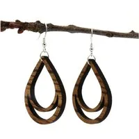 NaturSchatulle Paar Ohrhänger Tropfen (Tropfenförmig, Holzschmuck, Holzohrringe, Holzohrhänger), 925 Silber Nachhaltiges Holz Handmade in Germany