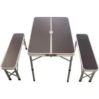 BruKa Campingtisch Set GREEN HILL Klapptisch Bank Aluminium Campingtisch, klappbar Koffertisch