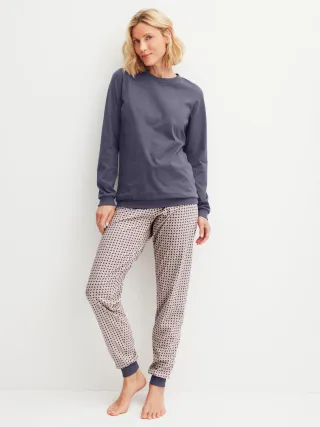 CALIDA - DAMEN Pyjama mit Bündchen graystone - Gr. - S