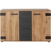 Wimex Kombikommode Malmö, Schrank mit 2 Türen und 4 Schubladen, Made in Germany, im rusikaler look, Industrial Design, 130x41x83cm