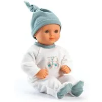 DJECO Babypuppe POMEA Puppe Neige 32cm weicher Körper Schlafaugen