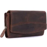 Benthill Geldbörse Damen Echt-Leder XL Portemonnaie Groß Frauen RFID Vintage Damenbörse, RFID-Schutz Kartenfächer Münzfach Reißverschlussfach