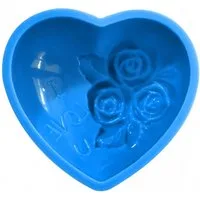 DistrEbution Silikonform Herz mit Rosenrelief & I Love You, Seifenform, Silikonform zum Seifengießen, für Seife & Basteln