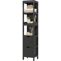KOMFOTTEU Hochschrank Badezimmerschrank, Badregal aus Holz,5 Etagen