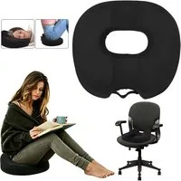 HEYHIPPO Sitzkissen Sitzkissen Memory Foam ergonomisch für Büro & Auto Schwarz 45×46×16cm, Hohles Sitzkissen groß –Druckentlastend für Bürostuhl, bis 90 kg
