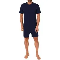 Normann Pyjama Herren Pflegeoverall kurzarm Einteiler mit Reißverschluss am Bein
