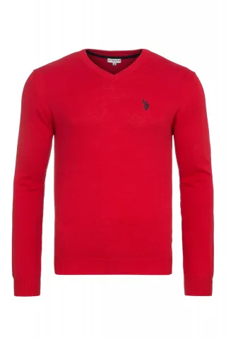 U.S. Polo Assn. V-Neck Pullover in Rot