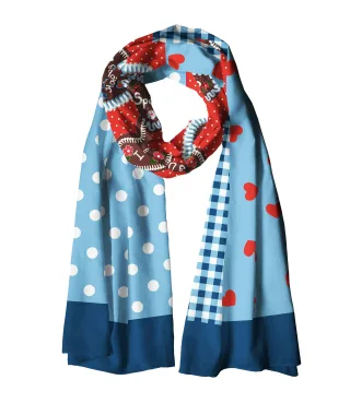Halsüberkopf Accessoires - 180x70 Schal Herzilein blau - Gr. - OS