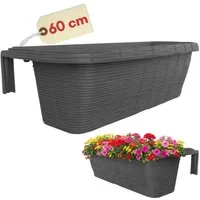 GarPet Balkonkasten Blumenkasten Balkon Balkonkasten mit Halterung Geländerkasten 60 cm
