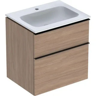 Geberit Icon Waschtisch mit Unterschrank 60 cm 502331JH1 Waschtisch-Set 60x63x48cm, weiß/KeraTect, Korpus Eiche, Griff lava matt