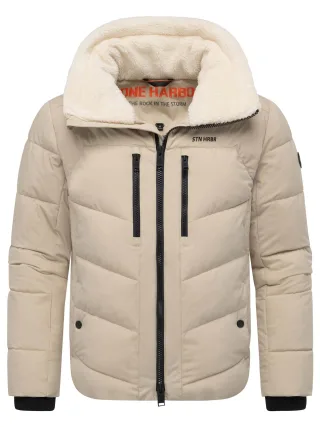 Stone Harbour Herren Steppjacke Ansello mit Teddyfleece-Kragen & Fleecefutter