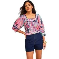 Love & Roses Kurzarmbluse Love & Roses Bluse mit Puffärmeln (1-tlg)
