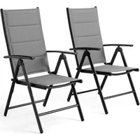 TLGREEN Gartenstuhl Hochlehner Klappbar,2er Set Aluminium Balkonstuhl, (mit Gesteppte Rückenlehne & Sitzfläche,7-Fach Verstellbar,Bis 120 kg, 2 St), utdoor Esszimmerstuhl, Armlehnen Klappstuhl