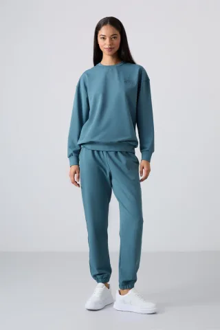 Übergroßes Sweatshirt- und elastisches Bund-Hosen-Set