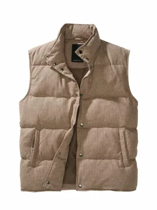 Mey & Edlich Herren Leinen-Steppweste Aberdeen Beige 52 % Leinen, 48 % Baumwolle