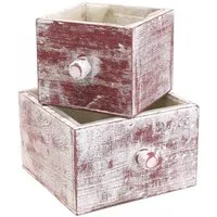 Florists Products Dekokorb Pflanzkasten Shabby Chic Dekoschublade Rot Weiß Blumenkasten