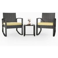 Bealife Garten-Essgruppe Balkonset Gartenlounge-Set, (3-tlg), 1 Tisch und 2 Stühle, (Mit Schaukel-Funktion)