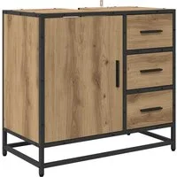 vidaXL Badezimmer-Set Badezimmerschrank Artisan-Eiche 65 x 33 x 60 cm Holzwerkstoff, (1-St)