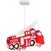 GLOBO LIGHTING Dekolicht, Leuchtmittel nicht inklusive, Feuerwehr Auto Hänge Leuchte rot Pendel Lampe Kinder Spiel Zimmer
