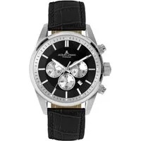 Jacques Lemans Chronograph Barcelona 42-6.1A, Quarzuhr, Armbanduhr, Herrenuhr, Lederarmband, Stoppfunktion, Datum