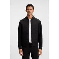BOSS Sweatjacke Stehkragen, wattierte Vorderseite, Regular Fit