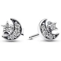 Pandora Paar Ohrstecker 292990C01, Damen- Silber Mond & Stern