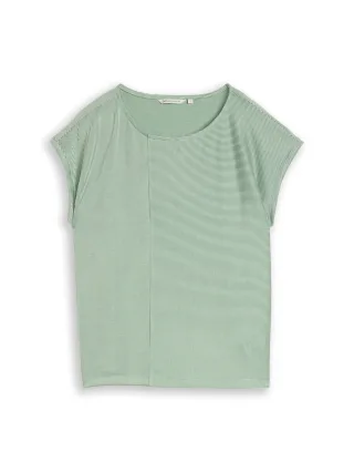 Denim Tom Tailor - Loose Fit T-Shirt mit Streifenmuster small tonal matchagreen stripe - Gr. - S