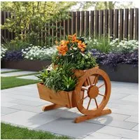 Melko Pflanzkübel Pflanzkübel Wagenräder Holz Garten Blumentrog Dekoration (Stück, 1 St., Pflanzkübel), Zum Aufstellen auf dem Boden, einer Mauer oder einem Gartentisch