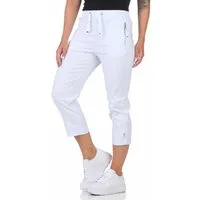 Alica Collection 7/8-Hose Sommerhose Damen Kurzgröße Caprihose Stretch Chinohose Kurzgröße, elastischer Gummibund mit Kordelzug
