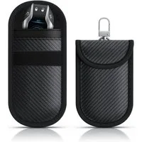 Aplic Schlüsseltasche RFID Blocker, Keyless, Faraday Tasche, 2er Set, NFC, Autoschlüssel (2-tlg), Carbonfaser, Karabiner, Klettverschluss, kompakt, Kreditkarten Schutz