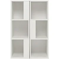 COSTWAY Bücherregal, 2-tlg., mit 6 Fächern, Holz, Kippschutz, 33x33x100,5cm
