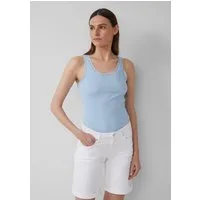 s.Oliver Muscleshirt T-Shirt Geripptes Slim-Fit-Tanktop mit Spitze