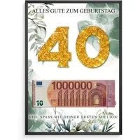 Tigerlino Poster Geldgeschenk Geburtstag Männer Frauen Geburtstagsgeschenk, 40. Geburtstag
