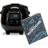 Reishunger Reiskocher Digitaler Mini Reiskocher Bundle, 350 W, Dämpfeinsatz, Messbecher, Reislöffel, Timer- und Warmhaltefunktion