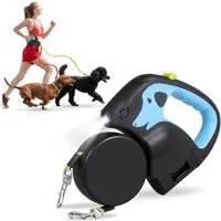AIMAX Hundeleine Automatische Leine mit Taschenlampe 3M, Doppelleine für 2 Hunde, (Pet Walking Führleine mit Licht für kleine Hunde bis zu 10kg Gewicht, Ausziehbare 360 ° Verwicklungsfreie, EIN-Knopf-Verriegelung Bremse), Rutschfestem Griff, Hundelei