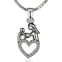 NAHLE Kette mit Anhänger Mutter Kind Silber Kette (2-tlg., inklusive Schmuckbox), 925 Silber Anhänger mit Zirkonia - rhodiniert
