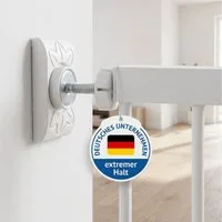 Bronea Türschutzgitter 4X Wandschutz Pads Eckig für Treppengitter & Türschutzgitter (Set, Rechteckige Wand- & Türschutz für Baby Klemmgitter), Extrastarke Wandschützer für alle gängigen Schutzgitter
