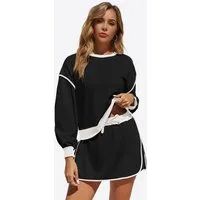Imily Bela Hausanzug Damen 2-teiliges Set Trainingsanzug (Set, 1 tlg., Sweatshirt + Shorts mit Kordelzug) mit Rundhalsausschnitt