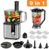 7MAGIC Kompakt-Küchenmaschine Standmixer 9 in 1 Multifunktional Food Chopper, Food Processor, 750 W, inkl. Zerkleinerer, 1,8L mixerbecher und weiteres Schneidzubehör