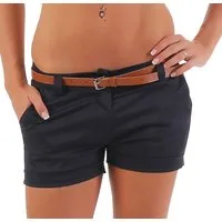 malito more than fashion Bermudas malito Damen Chino Shorts in Unifarben, lässige kurze Hose, Bermuda kurze Sommerhose mit Gürtel